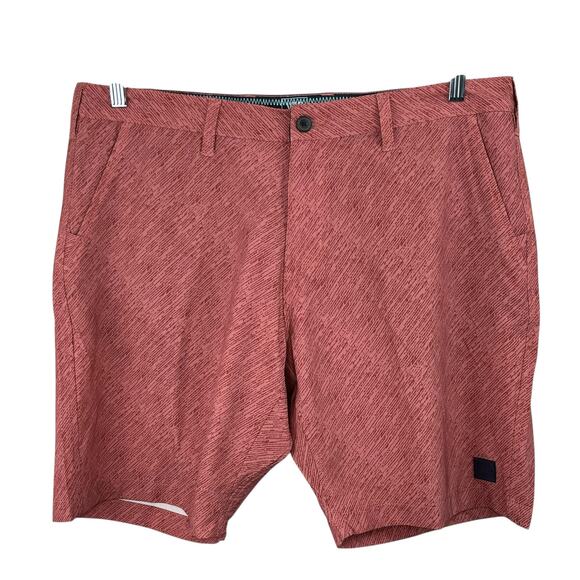 Vintage 1946 Brick Red Print Performance Outdoor Casual Hybrid Shorts 38 NWT - Picture 1 of 13
